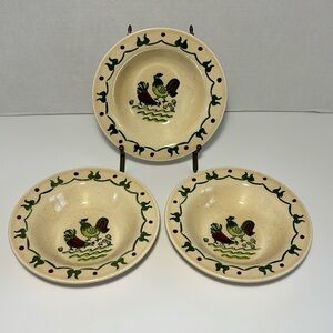 Metlox Poppytrail Fruit Dessert Sauce Bowls USA Homestead Provincial Rooster 6”